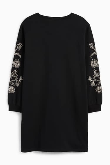 Women - Sweatshirt dress - straight fit - black