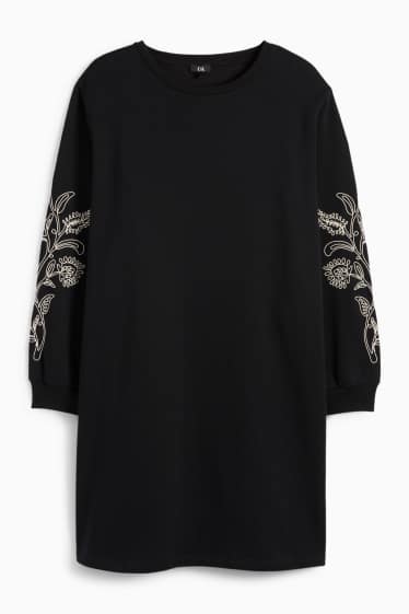 Women - Sweatshirt dress - straight fit - black