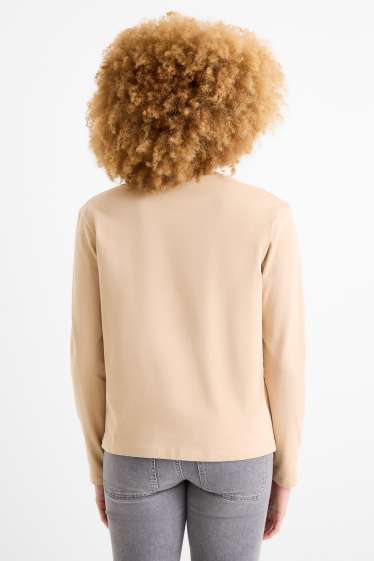 Femmes - Haut à manches longues - motif floral - beige