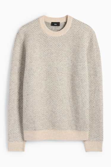 Hommes - Pull - à motif - beige