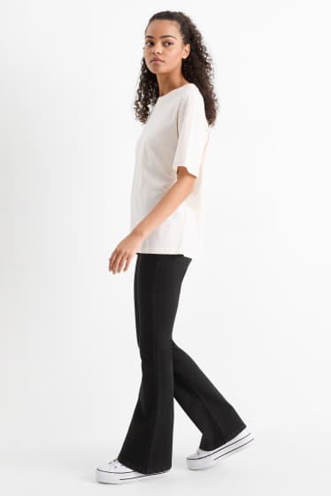 Femei - Flared jeans - talie medie - denim-gri închis