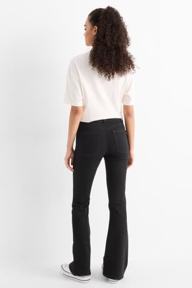 Femei - Flared jeans - talie medie - denim-gri închis