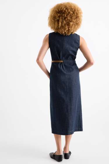 Femei - Rochie bodycon din denim cu curea - denim-albastru închis