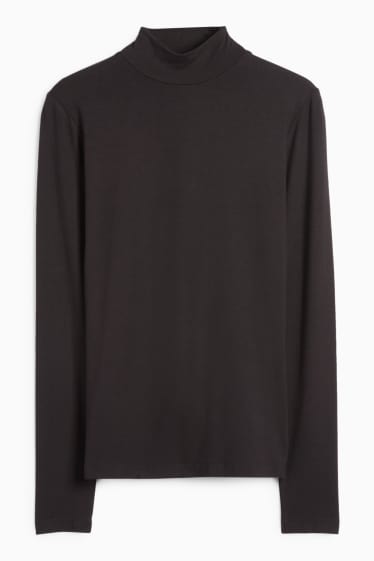 Dámské - Tričko s dlouhým rukávem - regular fit - černá