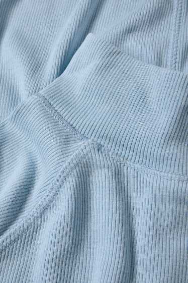 Donna - Maglia a maniche lunghe - slim fit - a coste - azzurro