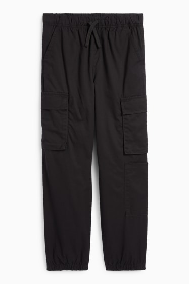 Copii - Băieți - Pantaloni termoizolanți - model cargo - negru