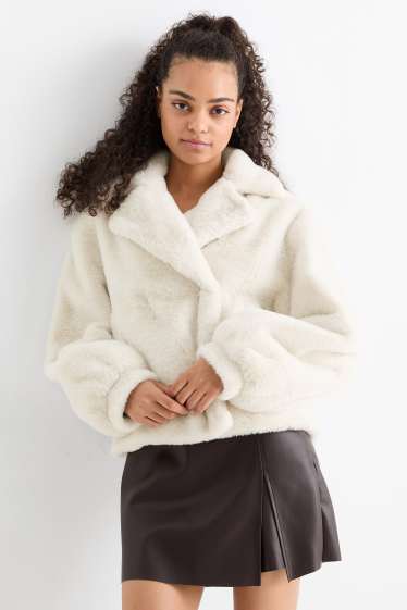 Women - Faux fur jacket - cremewhite