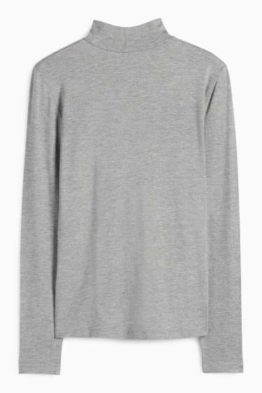 Femei - Tricou cu mânecă lungă - regular fit - gri deschis melanj