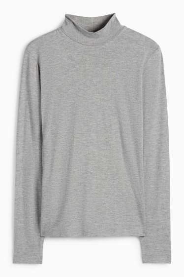 Femei - Tricou cu mânecă lungă - regular fit - gri deschis melanj