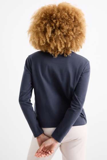 Femmes - Haut à manches longues - motif floral - bleu foncé