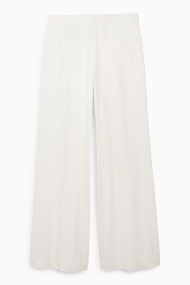 Damen - Cordhose - Mid Waist - Wide Leg - LYCRA® - cremeweiß