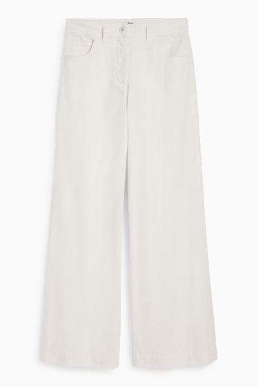 Damen - Cordhose - Mid Waist - Wide Leg - LYCRA® - cremeweiß