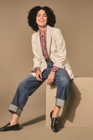 Femei - Blazer lung - regular fit - alb-crem
