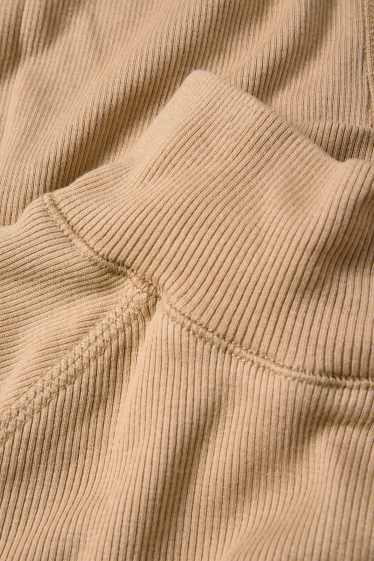 Women - Long sleeve top - slim fit - ribbed - light beige