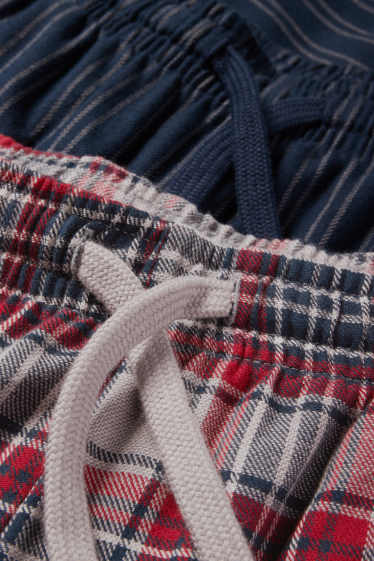 Bărbați - Multipack 2 perechi - pantaloni de pijama din flanel - roșu / albastru