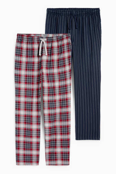 Bărbați - Multipack 2 perechi - pantaloni de pijama din flanel - roșu / albastru