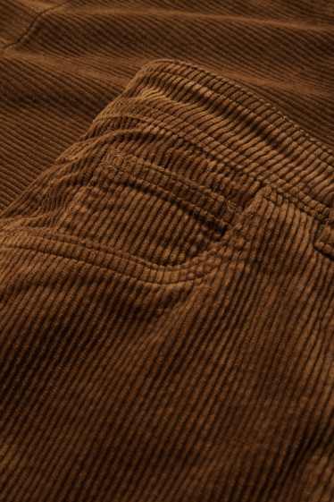 Dámské - Manšestrové kalhoty - mid waist - wide leg - LYCRA® - hnědá