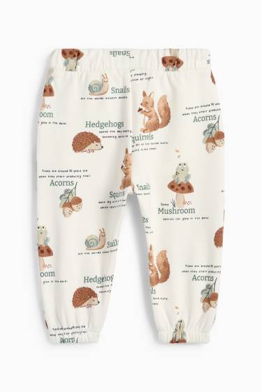 Bebeluși - băieți - Animale din pădure - pantaloni de trening bebeluși - alb-crem