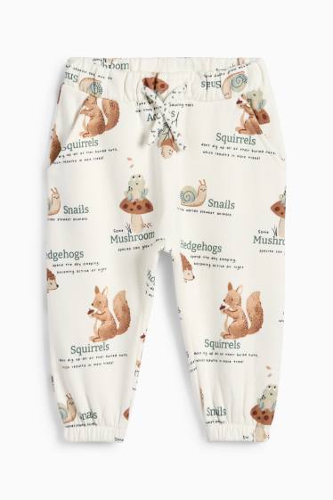 Bebeluși - băieți - Animale din pădure - pantaloni de trening bebeluși - alb-crem