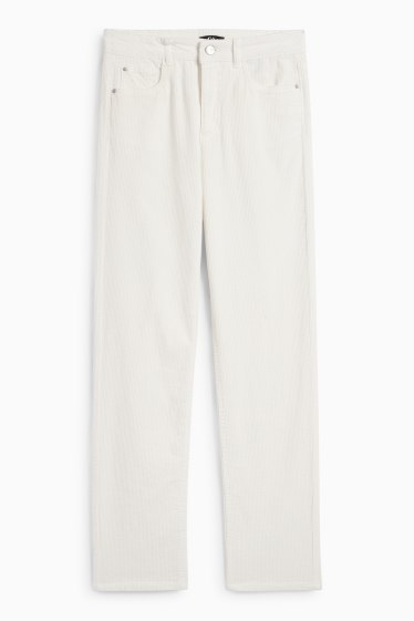 Damen - Cordhose - High Waist - Straight Fit - LYCRA® - cremeweiss