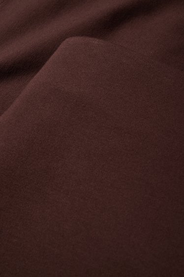 Femei - Pantaloni din jerseu - talie înaltă - wide leg - maro închis