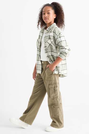 Copii - Fete - Pantaloni cargo - kaki