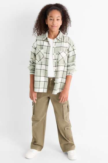 Copii - Fete - Pantaloni cargo - kaki