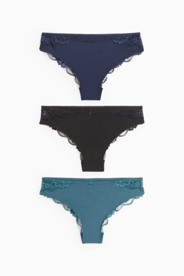 Women - Multipack of 3 - knickers - dark blue