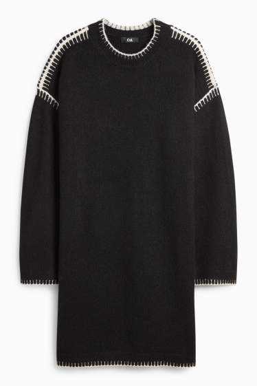 Femei - Rochie din tricot - straight fit - negru