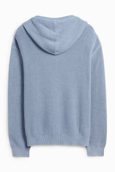 Herren - Kapuzenpullover - gerippt - hellblau