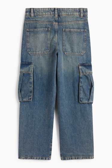 Copii - Băieți - Cargo jeans - jeans termoizolanți - denim-albastru
