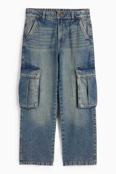 Copii - Băieți - Cargo jeans - jeans termoizolanți - denim-albastru