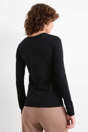 Femei - Multipack 2 buc. - tricou cu mânecă lungă - slim fit - negru
