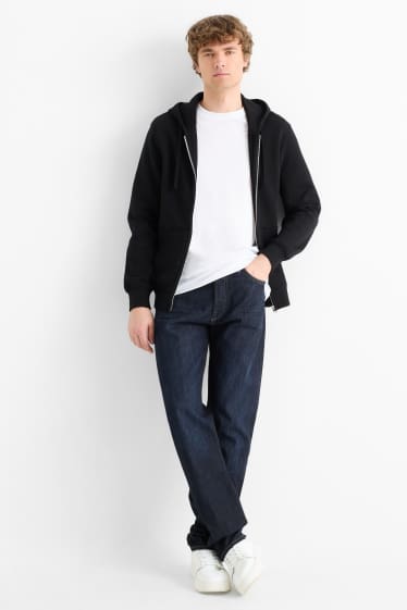 Bărbați - Regular jeans cu fentă cu nasturi - denim-albastru închis