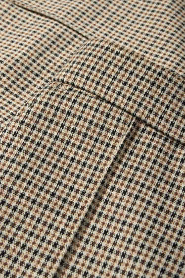 Femei - Pantaloni din jerseu - talie înaltă - wide leg - în carouri - bej deschis