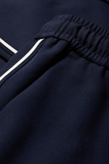 Femei - Pantaloni din jerseu - talie medie - wide leg - albastru închis