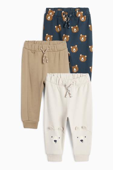 Bebeluși - băieți - Multipack 3 perechi - ursuleți - pantaloni de trening bebeluși - bej