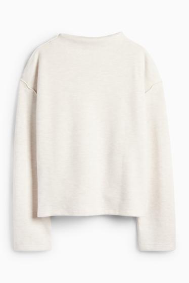 Women - Sweatshirt - ribbed - white-melange