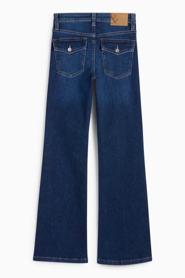 Femei - Flared jeans - talie medie - LYCRA® - denim-albastru