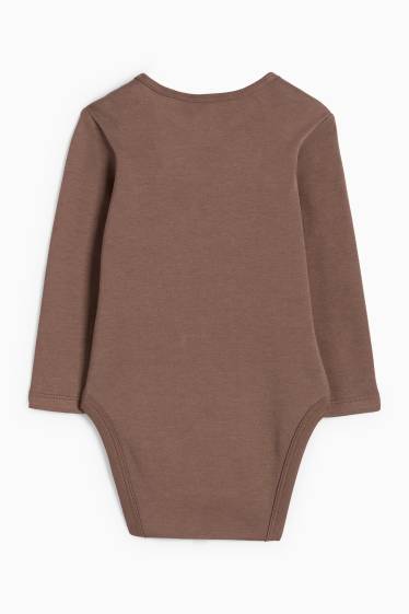 Unisex - Lup și bufniță - body bebeluși - maro închis