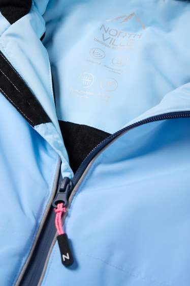 Children Girls - Ski suit with hood - waterproof - patterned - light blue