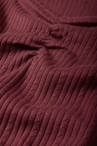 Damen - Langarmshirt - Slim Fit - gerippt - bordeaux