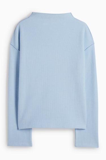 Women - Sweatshirt - ribbed - light blue