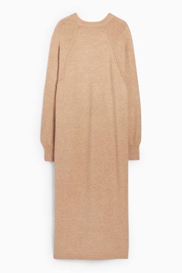 Femei - Rochie din tricot - straight fit - bej