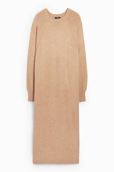 Femei - Rochie din tricot - straight fit - bej
