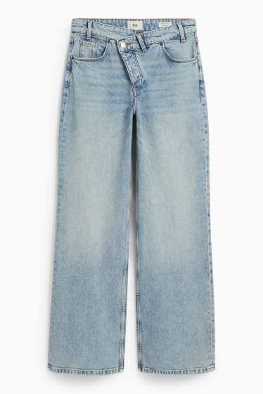 Femei - Wide leg jeans - talie medie - denim-albastru deschis