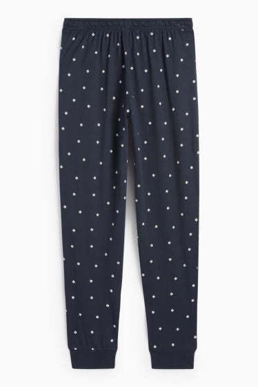 Femei - Pantaloni de pijama - cu flori - albastru închis