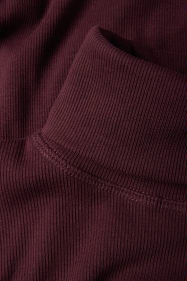 Damen - Rollkragenshirt - gerippt - bordeaux
