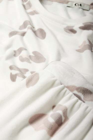 Femei - Pijama de iarnă - imprimeu de leopard - alb