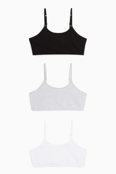 Enfants filles - Lot de 3 - brassières - blanc / noir